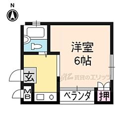 京阪本線 神宮丸太町駅 徒歩14分の賃貸マンション 1階1Kの間取り