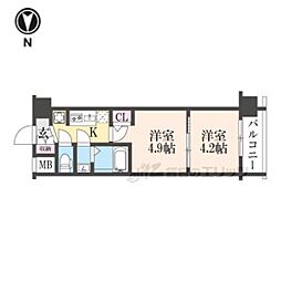 京都市上京区革堂前之町マンション 2Kの間取図画像