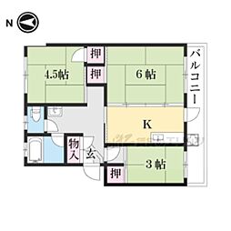 近江鉄道近江本線 水口城南駅 徒歩2分の賃貸マンション 3階3Kの間取り