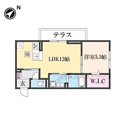 JR東海道・山陽本線 能登川駅 徒歩20分の賃貸アパート 1階1LDKの間取り