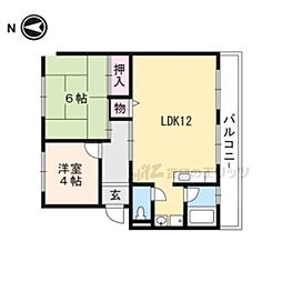 JR東海道・山陽本線 守山駅 3.9kmの賃貸アパート 1階2LDKの間取り