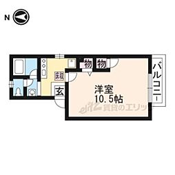 ローズハイツ 2階1Kの間取り