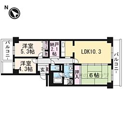 JR東海道・山陽本線 守山駅 徒歩1分の賃貸マンション 14階3LDKの間取り