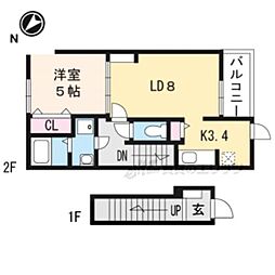 ＣＲＥＶＩＡ 2階1LDKの間取り