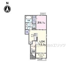 近江鉄道八日市線 八日市駅 徒歩7分の賃貸アパート 1階1LDKの間取り
