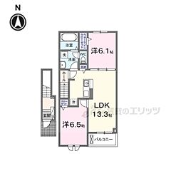 ベアリーガーデン 2階2LDKの間取り