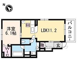 近江鉄道八日市線 武佐駅 徒歩9分の賃貸アパート 1階1LDKの間取り