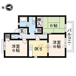 JR東海道・山陽本線 近江八幡駅 徒歩35分の賃貸アパート 2階3Kの間取り