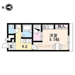 レオパレス甲西 2階1Kの間取り
