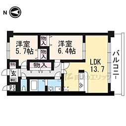 ベルヌーブ森神IV 3階2LDKの間取り
