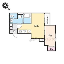ALEGRIA草津 205 2階1LDKの間取り