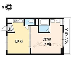 ヴィラナリー石山寺2棟 1DKの間取図画像