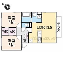 フォレストメゾン南草津E 2LDKの間取図画像