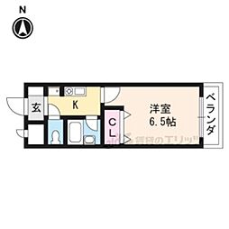 ヴィラ・パープル紫野 1Kの間取図画像