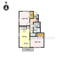 レイクアヴェニュー 2DKの間取図画像