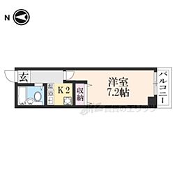 T.Oコーポ石山A 1Kの間取図画像
