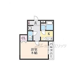 大津市中庄1丁目アパート 1Kの間取図画像