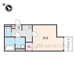 ALEGRIA草津 1Kの間取図画像
