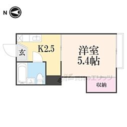 シャンブル12 1Kの間取図画像