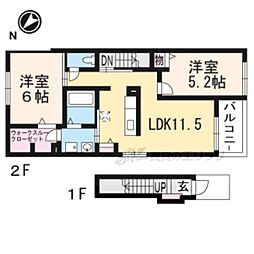 パレス堅田 2LDKの間取図画像