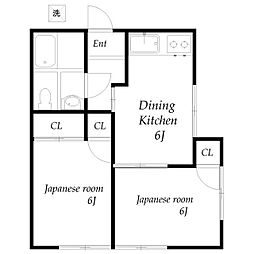 本多アパート 2DKの間取図画像