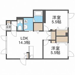 ＯＧＧＩ宮の森 1階2LDKの間取り