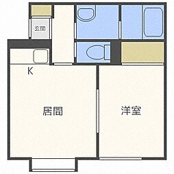 ユニゾン西町 1LDKの間取図画像