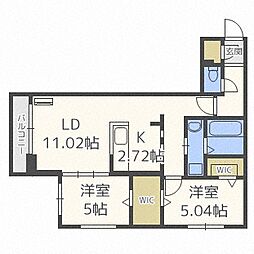 コローレサウスエイト 2LDKの間取図画像