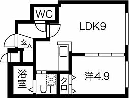 RJNorth23 1LDKの間取図画像