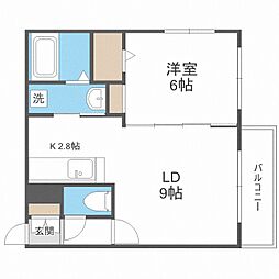 シュア・コート北13 1LDKの間取図画像