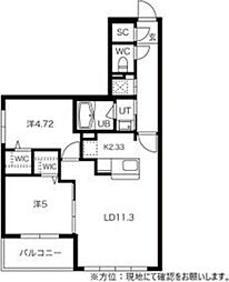 グランドサクセス南麻生 2LDKの間取図画像