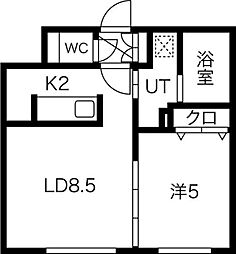シティプレミア豊平 1LDKの間取図画像