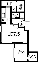 Porte・bonheurNishisen6jo 1LDKの間取図画像
