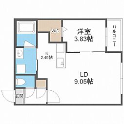 ARISTO北7条 1LDKの間取図画像