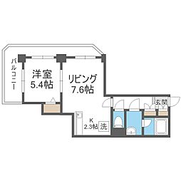 PRIMEURBAN札幌リバーフロント 1LDKの間取図画像