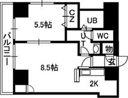 セントポーリアカルーア 1LDKの間取図画像