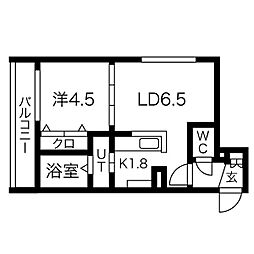 コートロティ南円山 1LDKの間取図画像