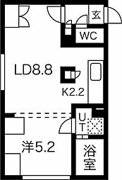 カーサフェリーチェ医大前 1LDKの間取図画像