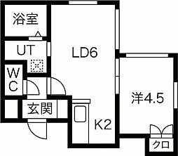 カハラ白石 1LDKの間取図画像