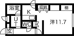 グロワール北18条 1Kの間取図画像