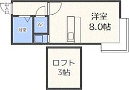 グランプリ水車町 1Kの間取図画像