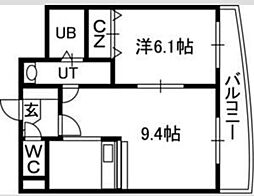 ハイドパーク 1LDKの間取図画像