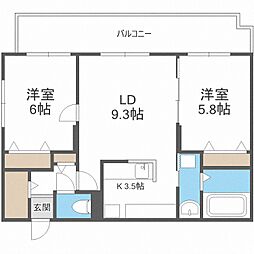 アトラス手稲 2LDKの間取図画像