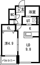 フィーノK-3 1LDKの間取図画像