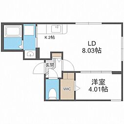 RITZGRANDE中島公園 1LDKの間取図画像