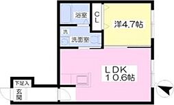 ブランノワール苗穂 1LDKの間取図画像