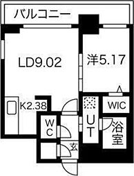 COLORE知事公館前 1LDKの間取図画像