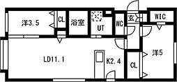 ALPHA RESIDENCE 円山北2条(アルファレジデンス円山北2条) 2LDKの間取図画像