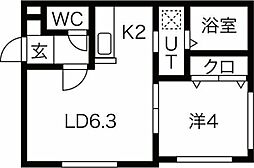 アール宮の沢 1LDKの間取図画像