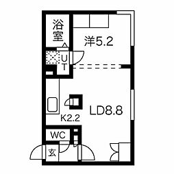 カーサフェリーチェ医大前 1LDKの間取図画像